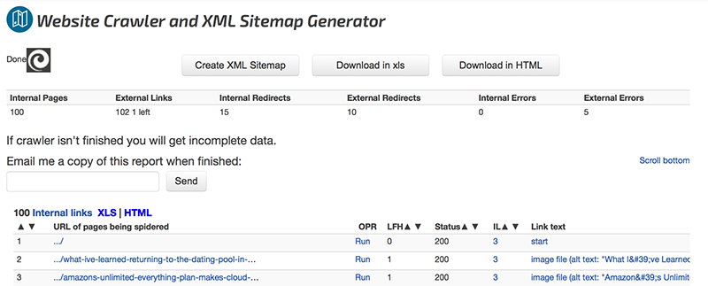 Crawler и XML Sitemap Generator